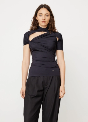 Asymmetric Draped Jersey Top
