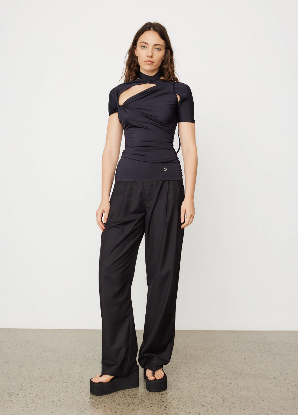 Asymmetric Draped Jersey Top