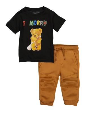 Baby Boys 12-24M Teddy Bear Tee and Moto Joggers