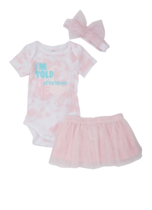 Baby Girls 0-9M Dream Big Glitter Graphic Bodysuit and Tutu Skirt