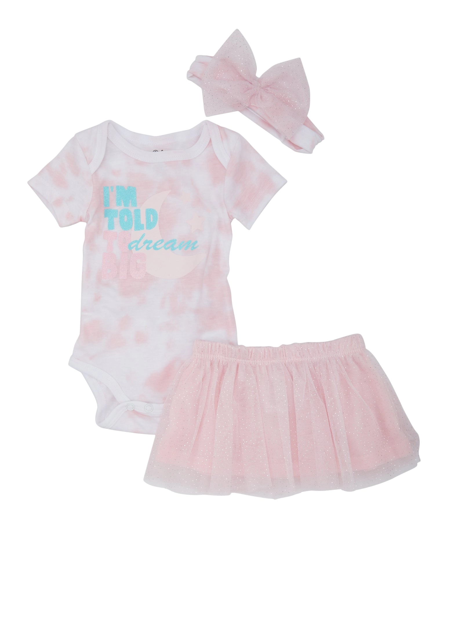 Baby Girls 0-9M Dream Big Glitter Graphic Bodysuit and Tutu Skirt