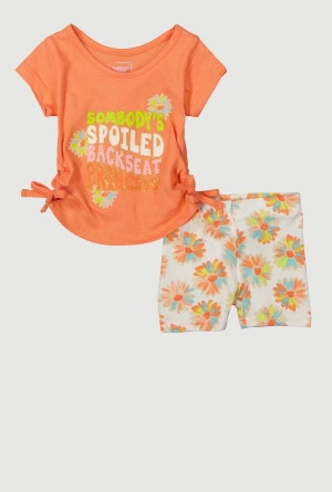 Baby Girls 0-9M Spoiled Glitter Graphic Tee and Shorts