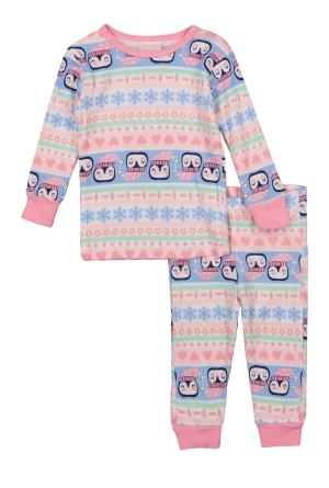 Baby Girls 12-24M Graphic Print Thermal Top and Pants Set