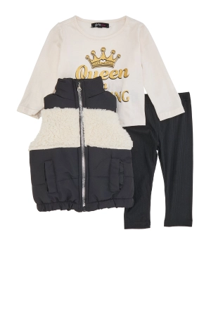 Baby Girls 12-24M Queen Graphic Tee and Puffer Vest with Leggings