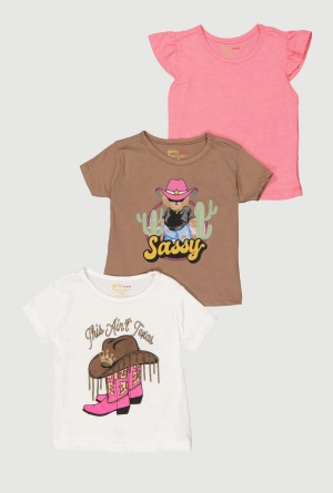 Baby Girls 12-24M Western Graphic Tops 3 Pack