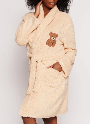 Bear Embroidered Sherpa Robe