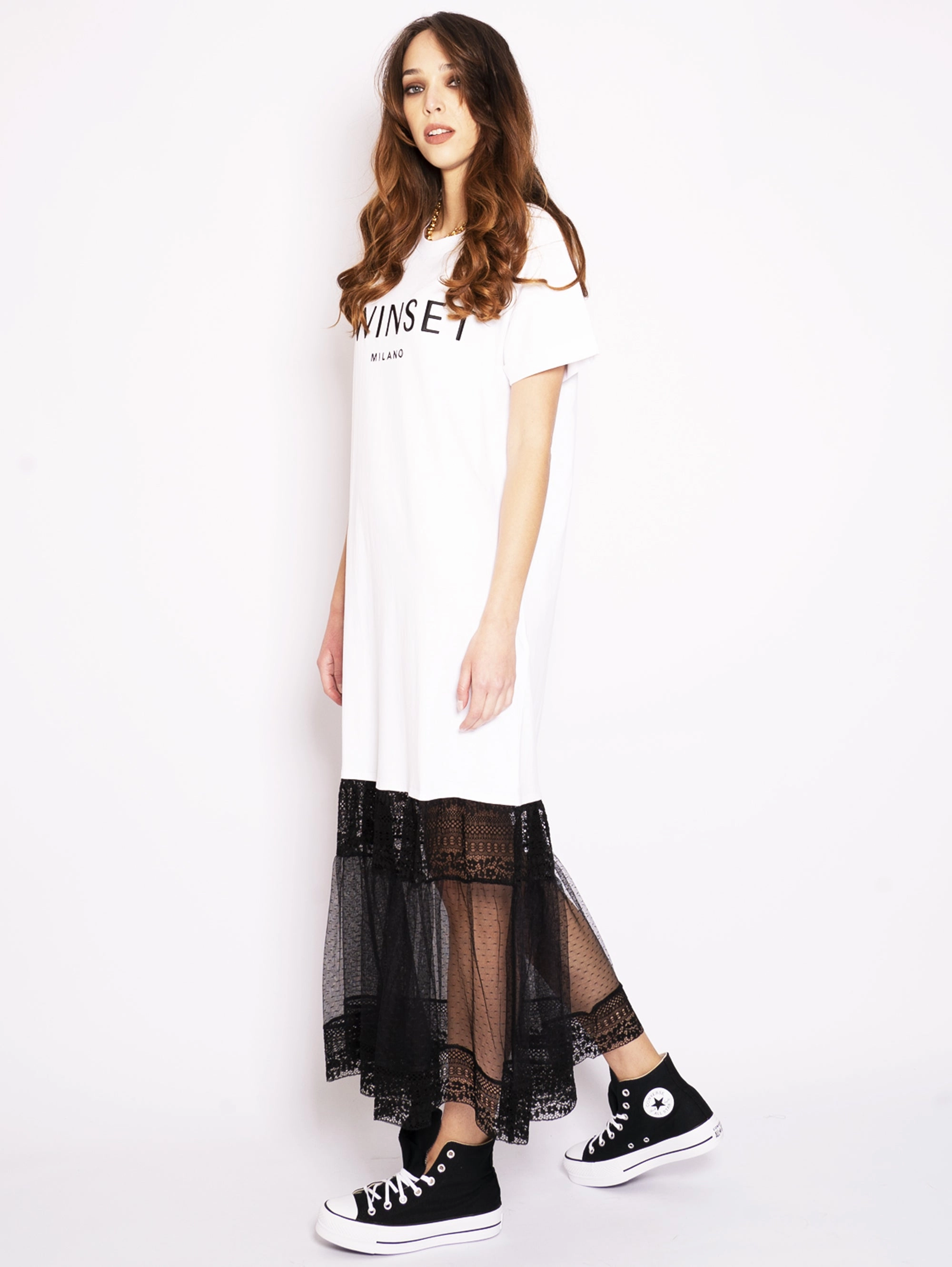 Black/White T-shirt Maxi Dress
