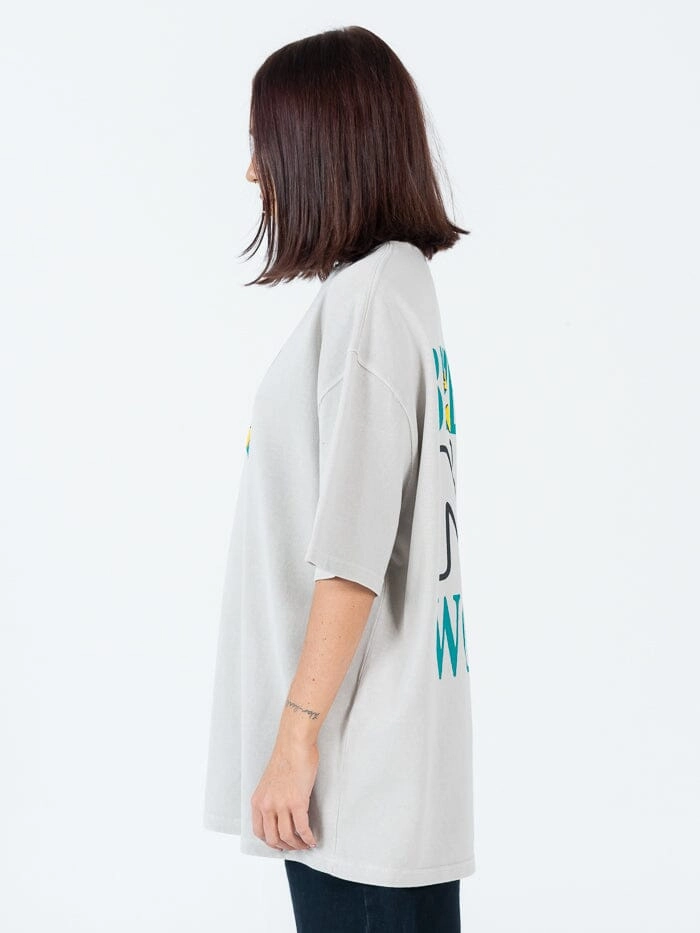 Brave Nu World Oversize Heavyweight Tee - Wash Grey Overdye
