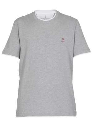 Brunello Cucinelli Logo Embroidered Crewneck T-Shirt