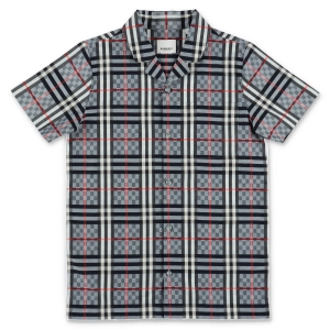 Burberry Kids Check Pattern Short Sleeved Shirt