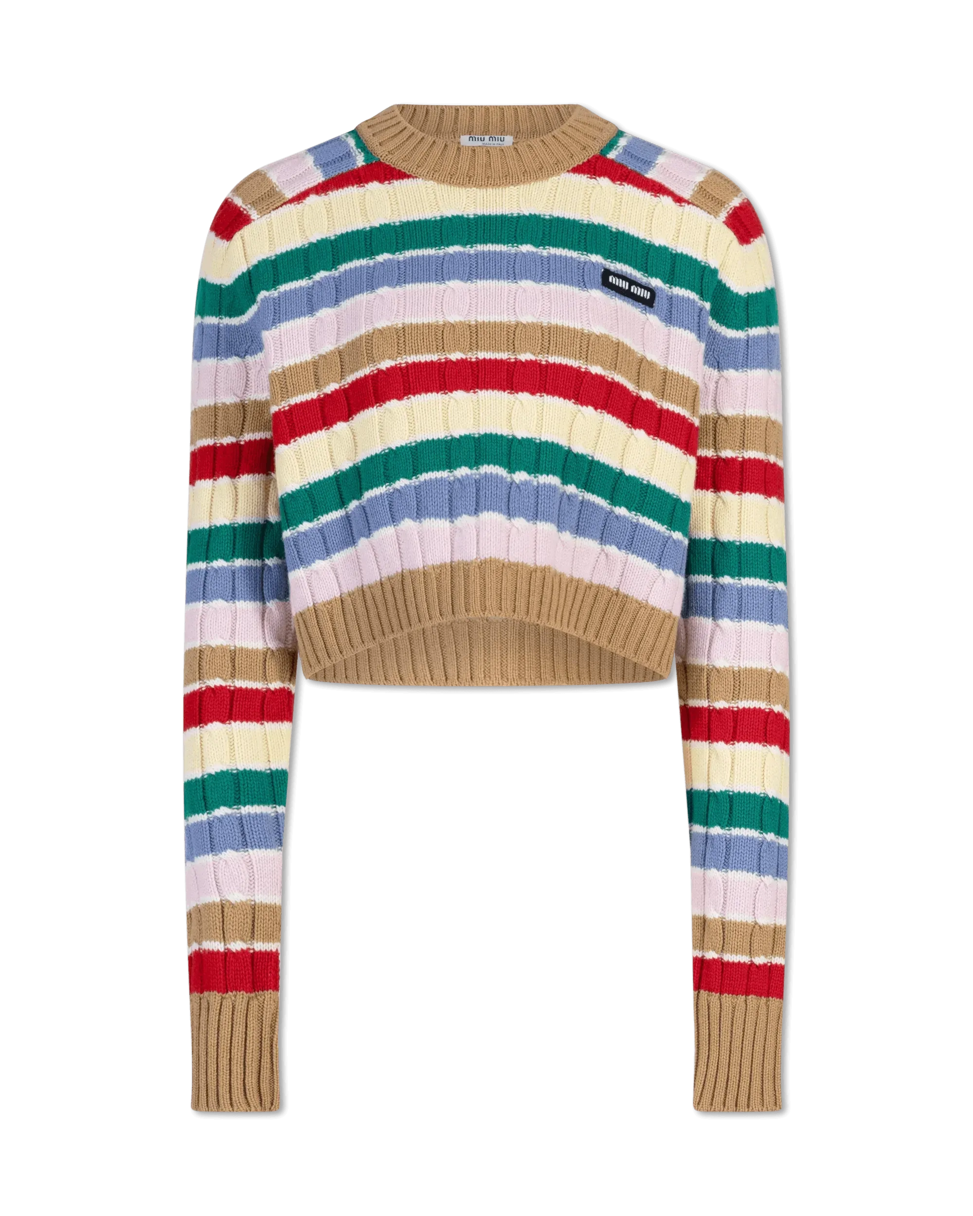 Cashmere Striped F5 Crop Top Sweater
