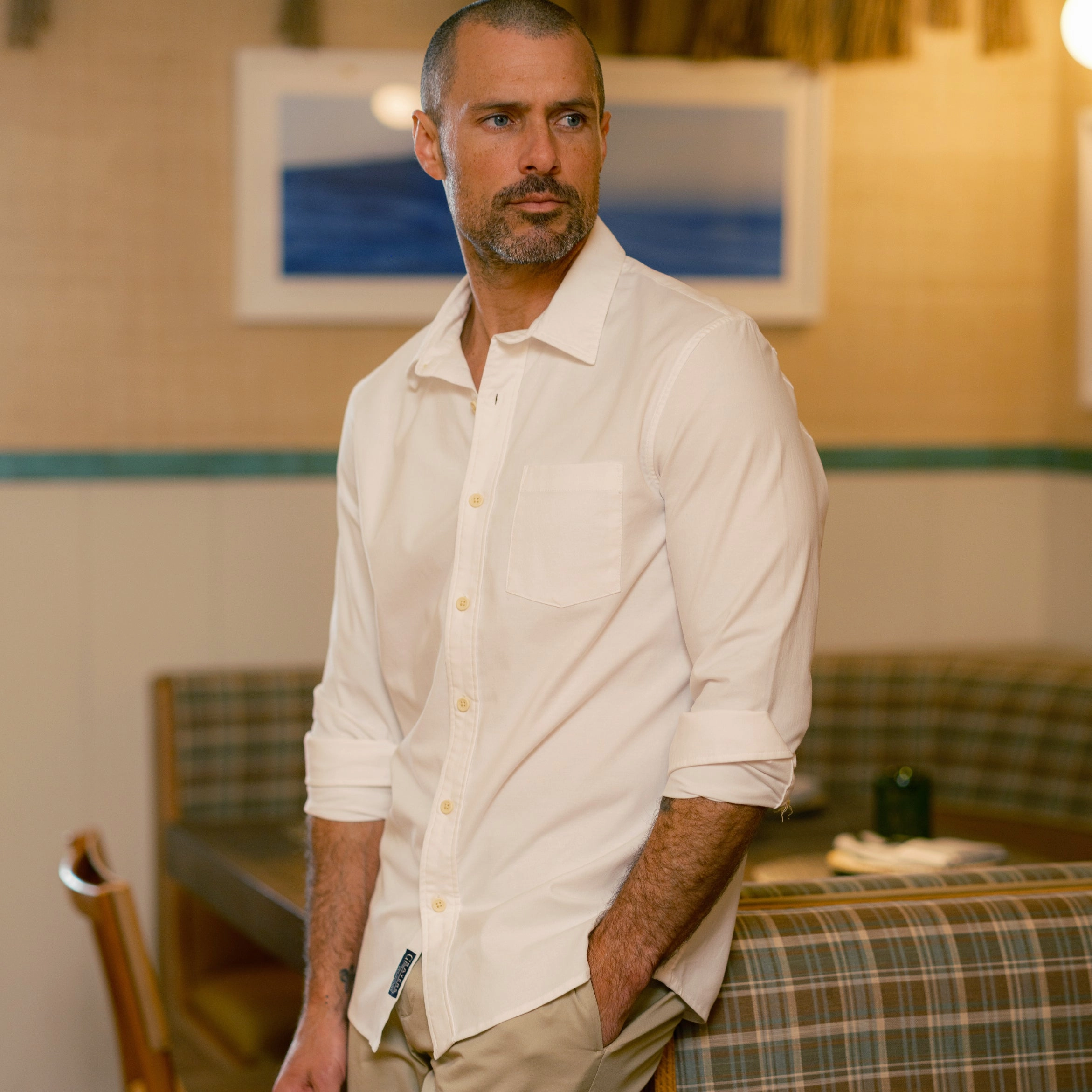 Charles Stretch Oxford Shirt - White