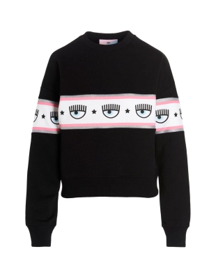 Chiara Ferragni Glitter Logo-Taped Crewneck Sweatshirt