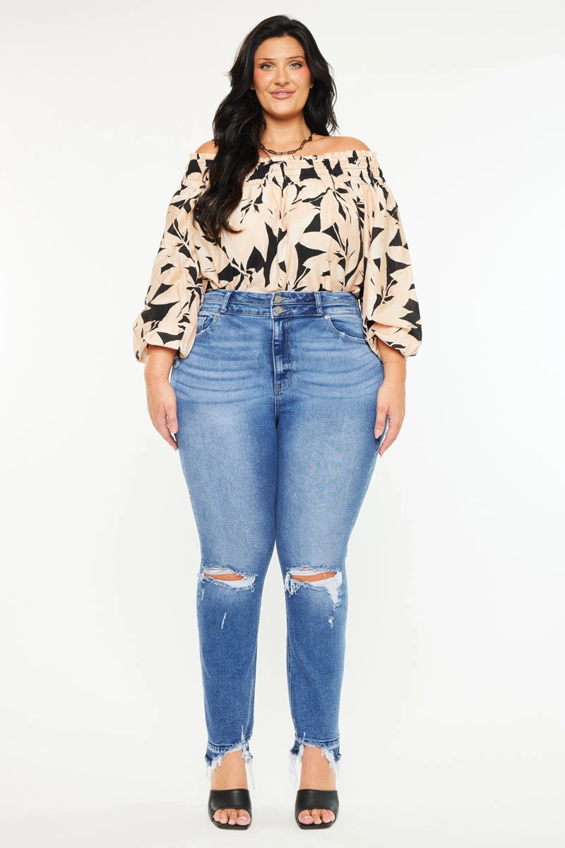 Damila High Rise Slim Straight Jeans (Plus Size)
