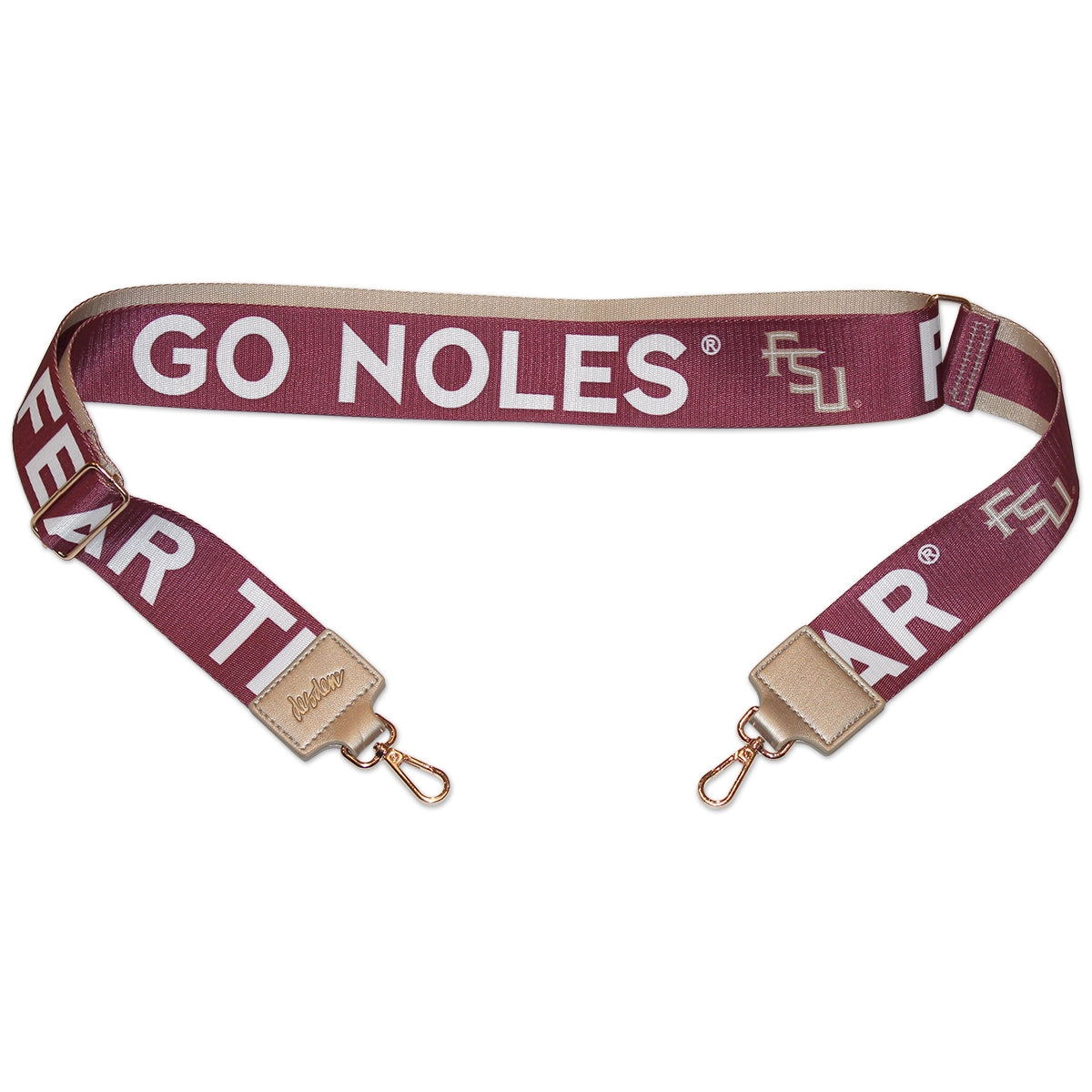 Desden Stacked FSU Fear The Spear/Florida State Design 2 Wide Purse Strap - Garnet/Gold