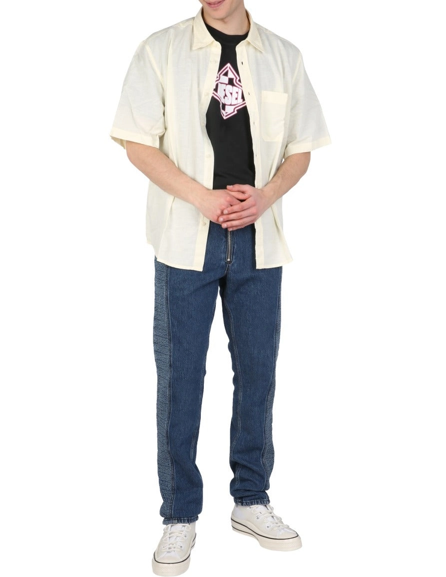 Diesel S-Umbe Logo Embroidered Button-Up Shirt