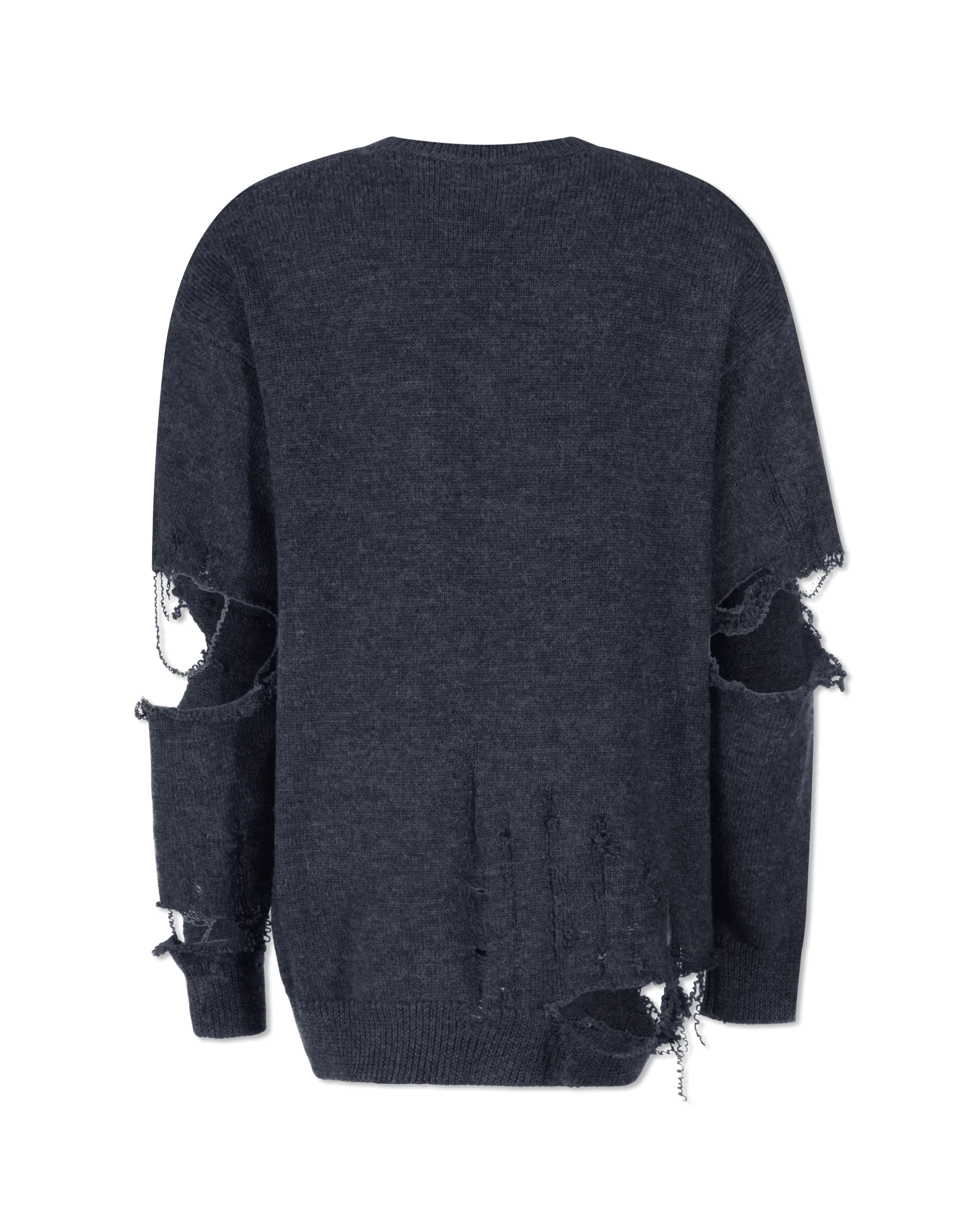 Distressed Wool V-Neck Sweater