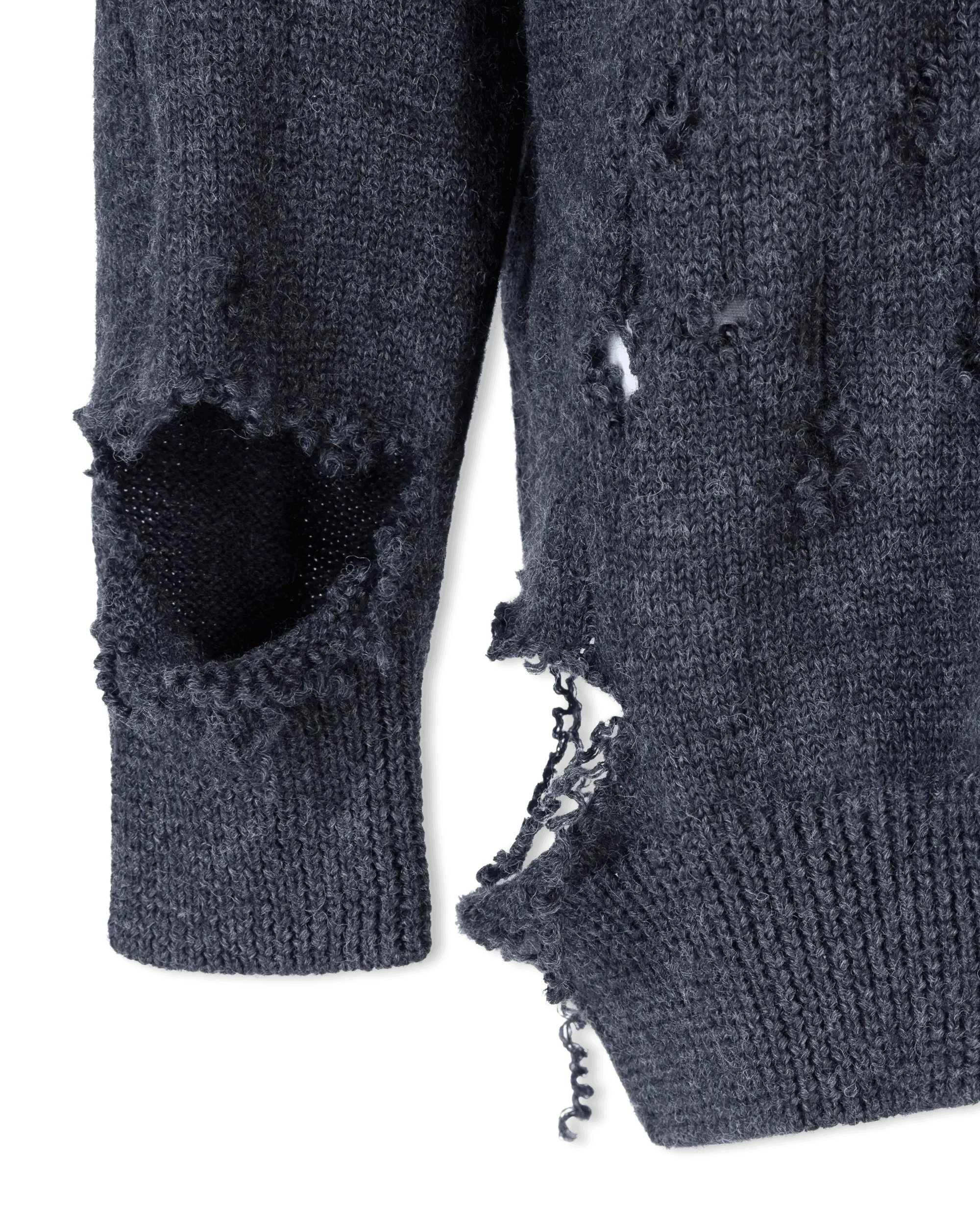 Distressed Wool V-Neck Sweater