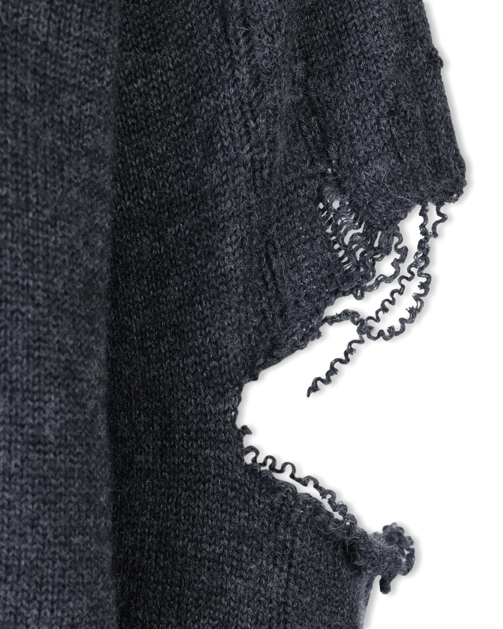 Distressed Wool V-Neck Sweater