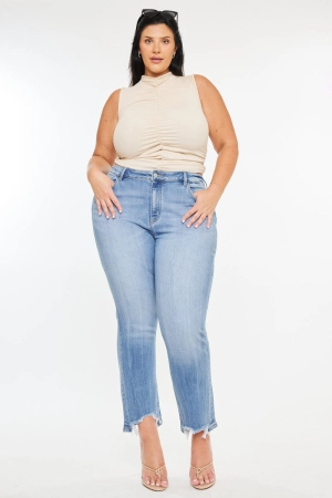 Drea Essentials High Rise Slim Crop Straight Jeans (Plus Size)