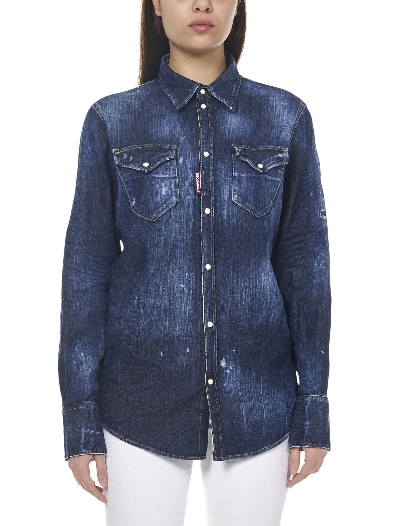 Dsquared2 Back Logo Print Distressed Shirts