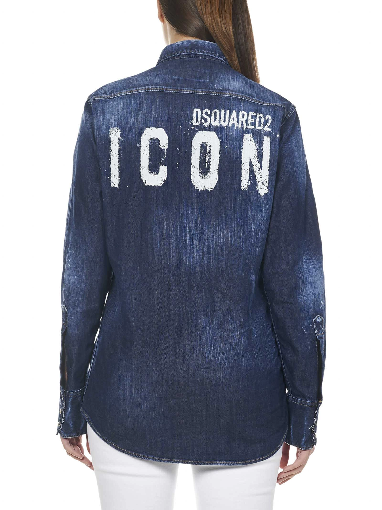 Dsquared2 Back Logo Print Distressed Shirts