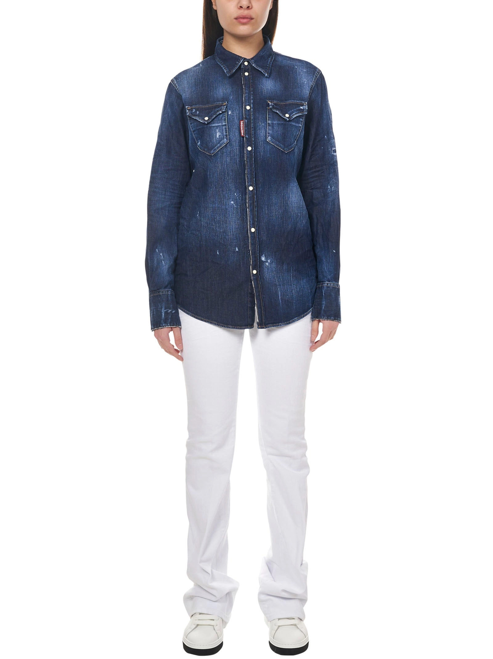 Dsquared2 Back Logo Print Distressed Shirts