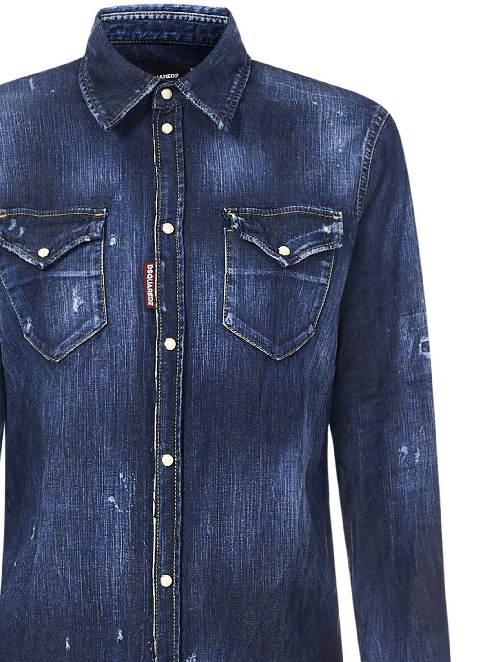 Dsquared2 Back Logo Print Distressed Shirts