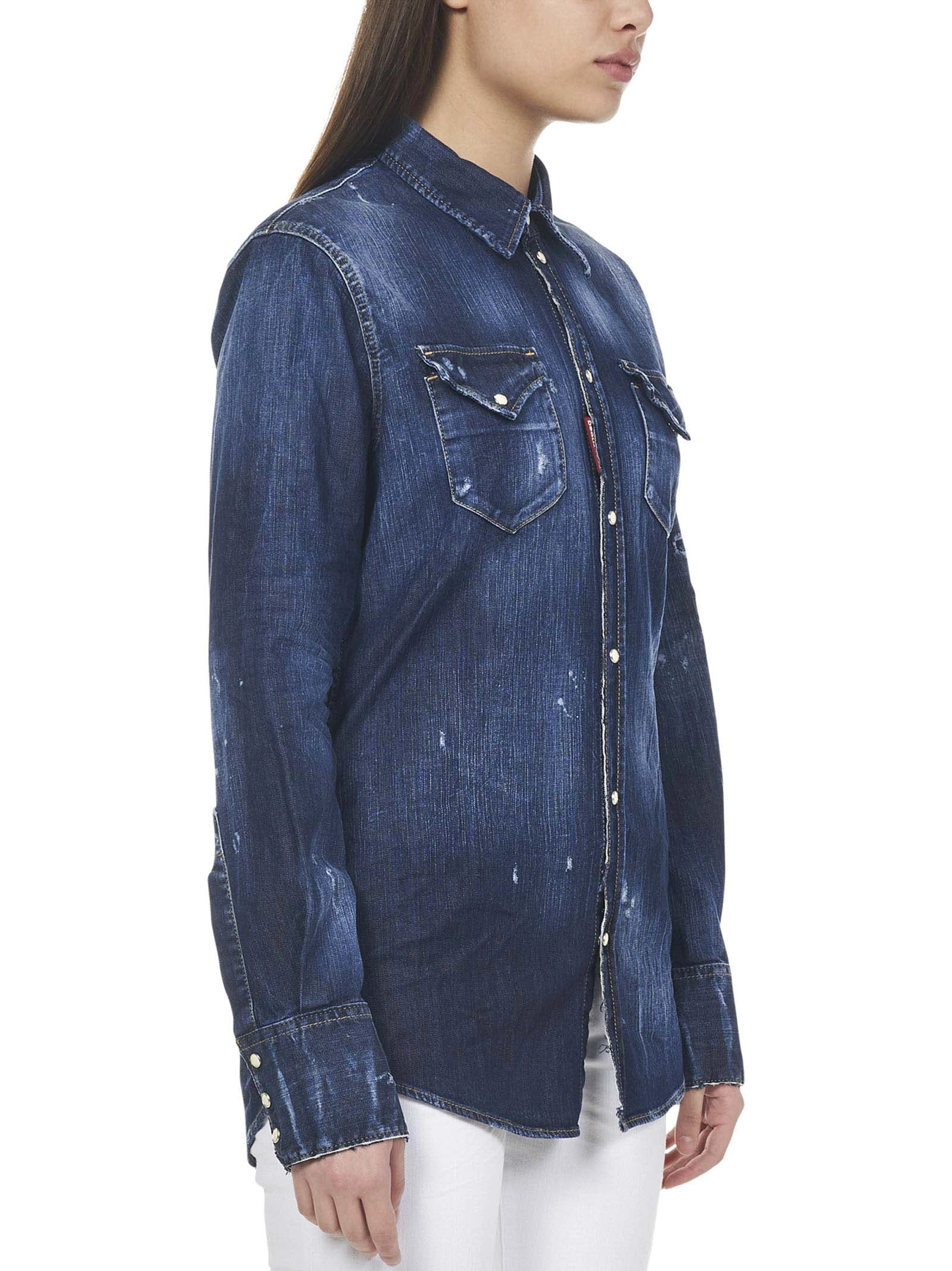 Dsquared2 Back Logo Print Distressed Shirts