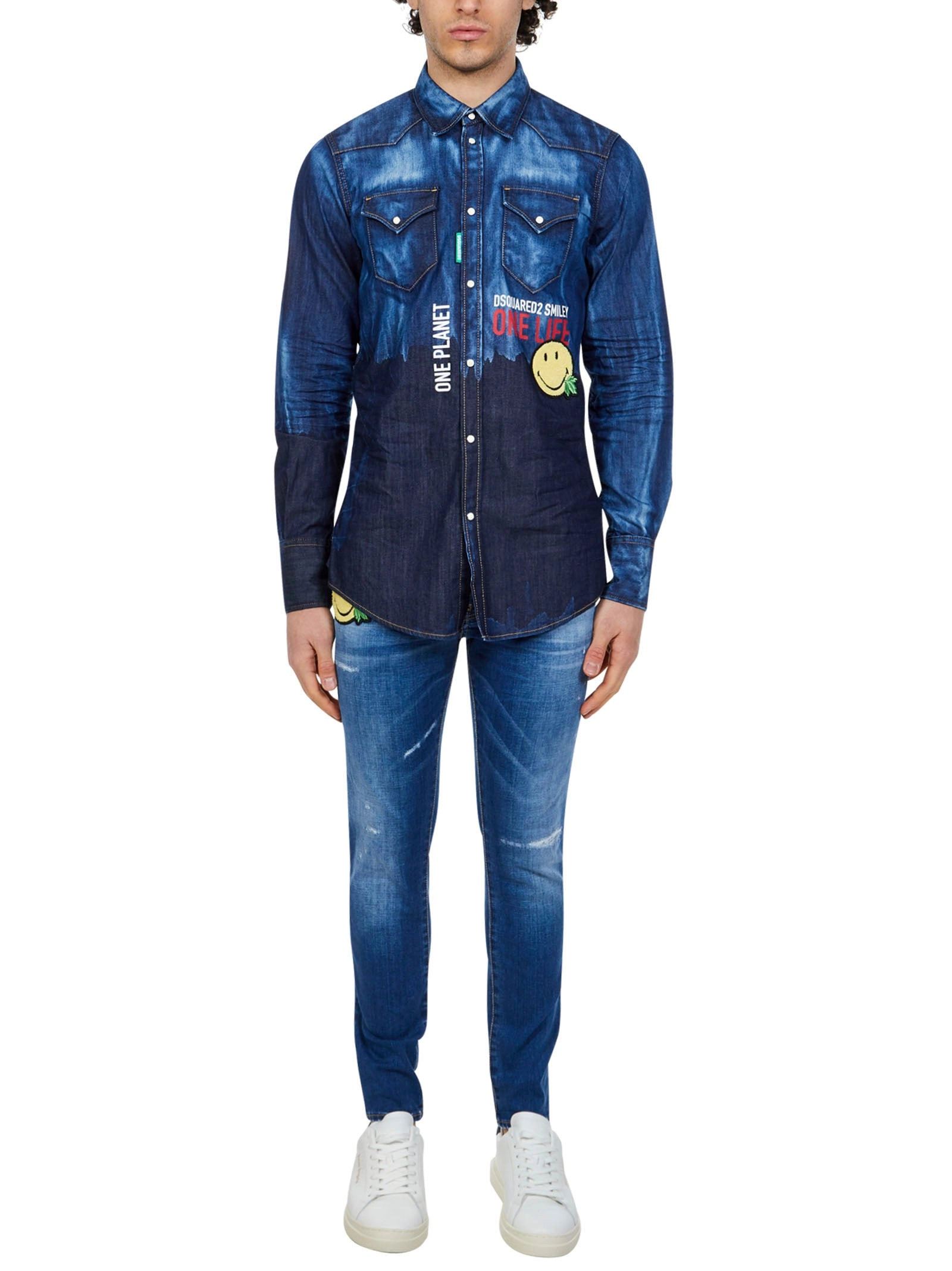 Dsquared2 Graphic Patch Denim Shirt