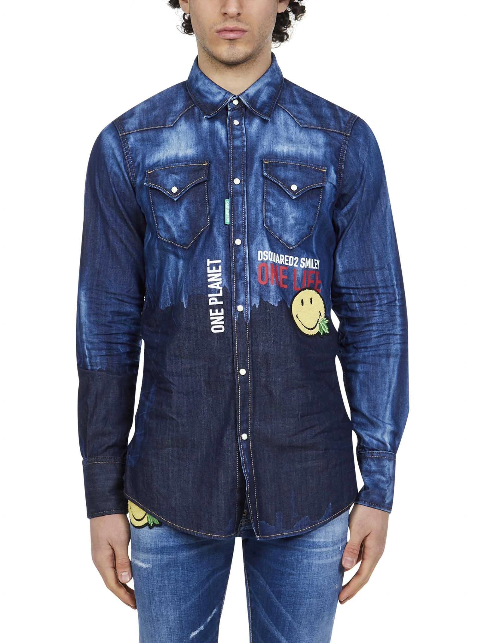 Dsquared2 Graphic Patch Denim Shirt