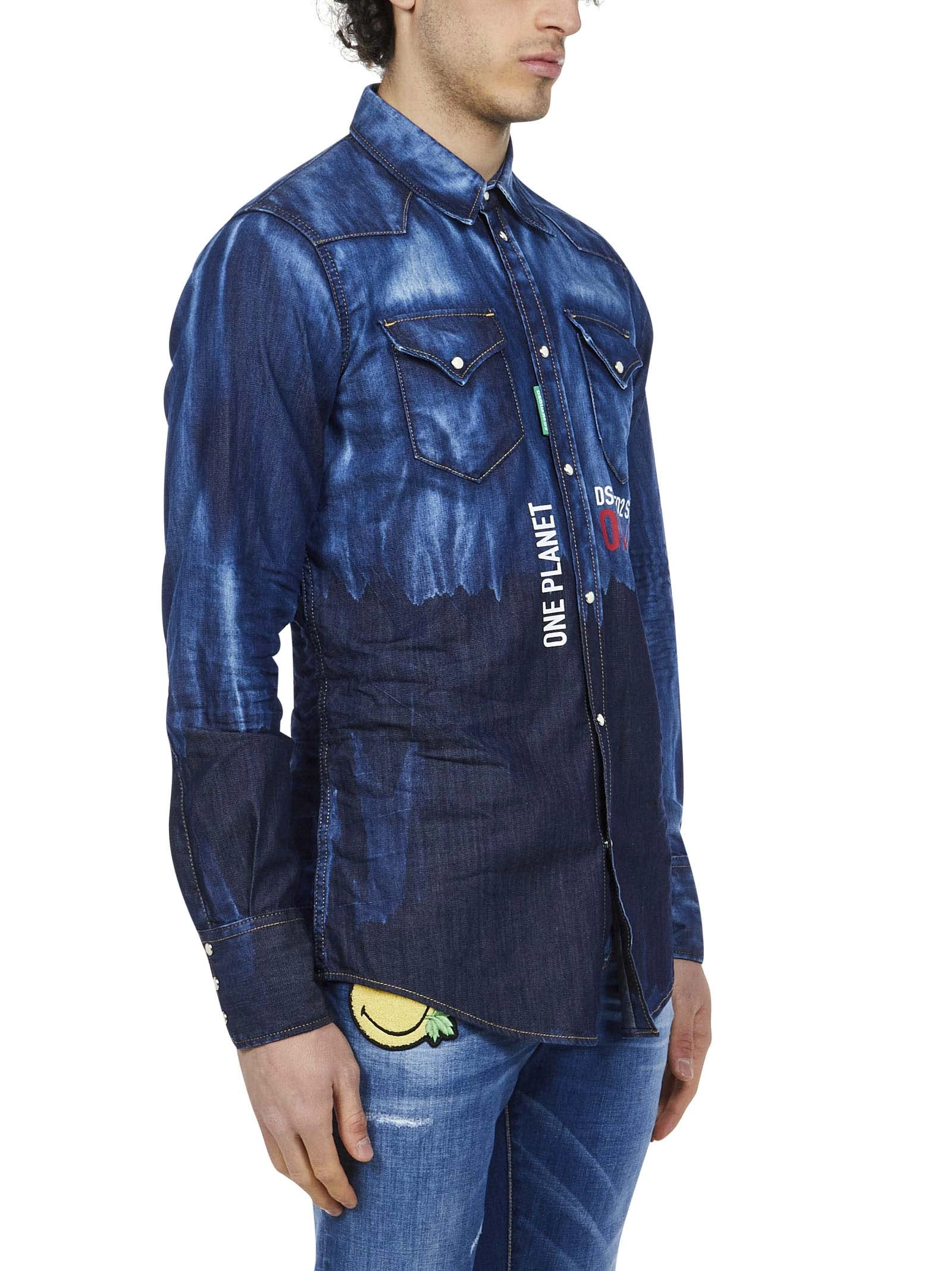 Dsquared2 Graphic Patch Denim Shirt