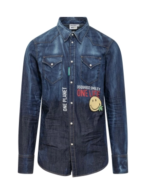 Dsquared2 Graphic Patch Denim Shirt
