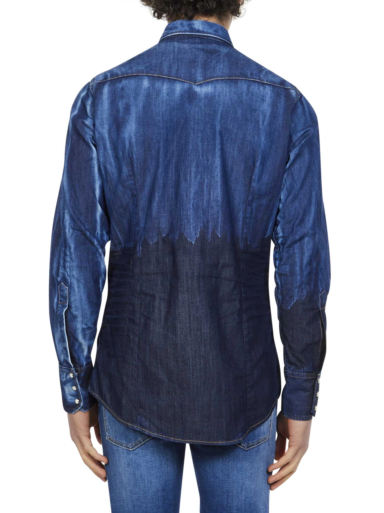Dsquared2 Graphic Patch Denim Shirt