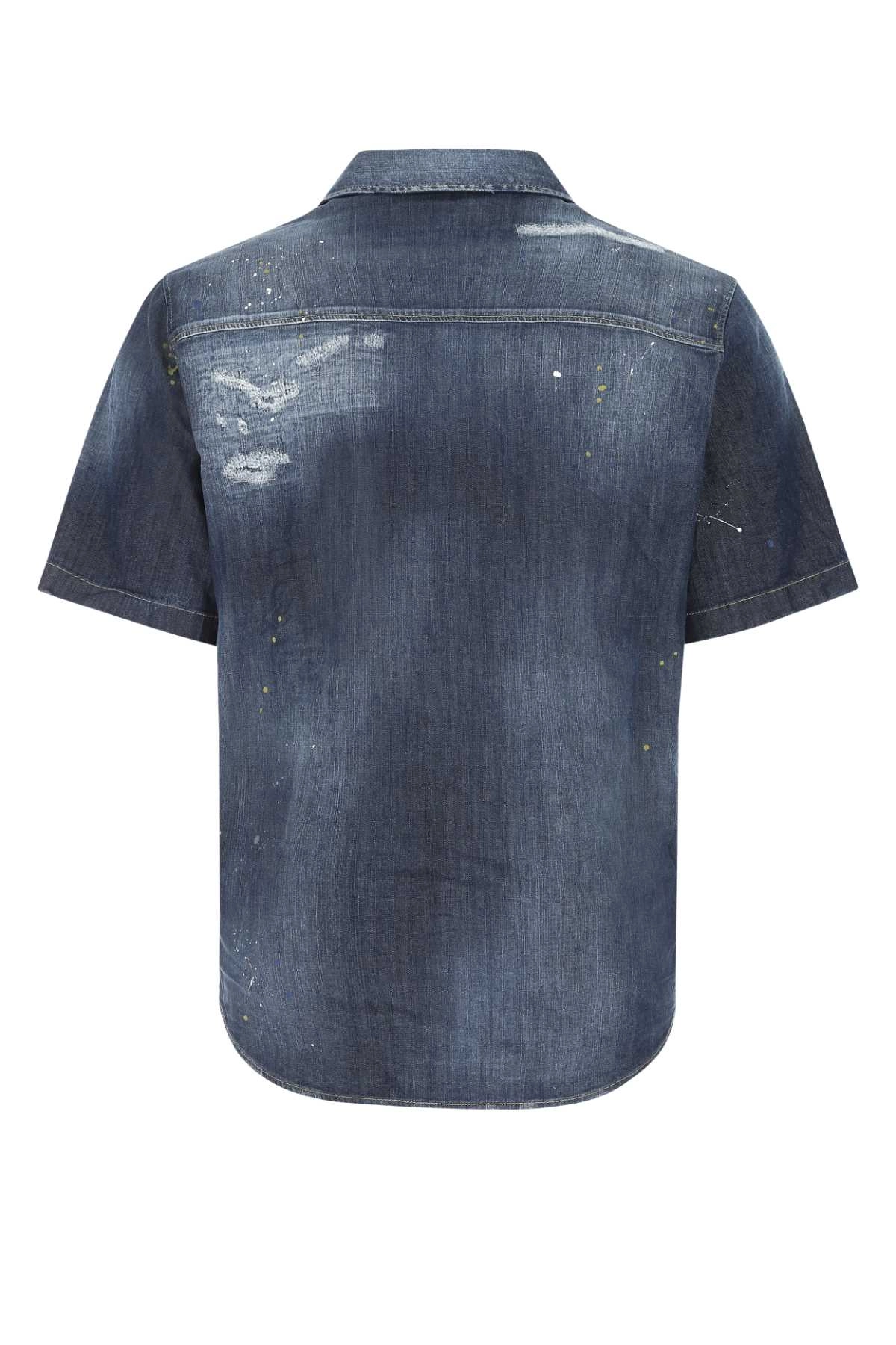 Dsquared2 Short-Sleeved Distressed Denim Shirt