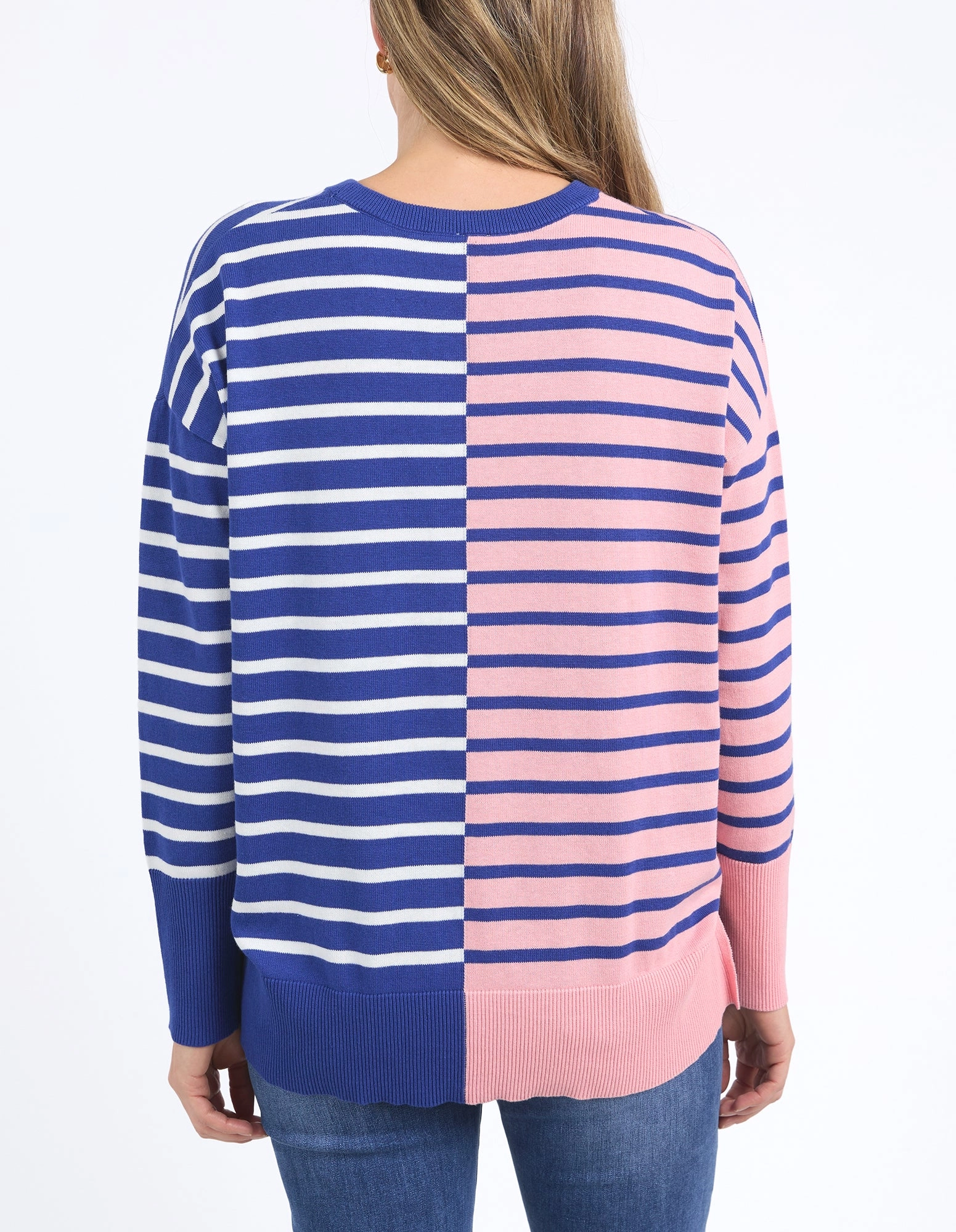 Elm Louise Spliced Knit Deep Blue/Pink Blush
