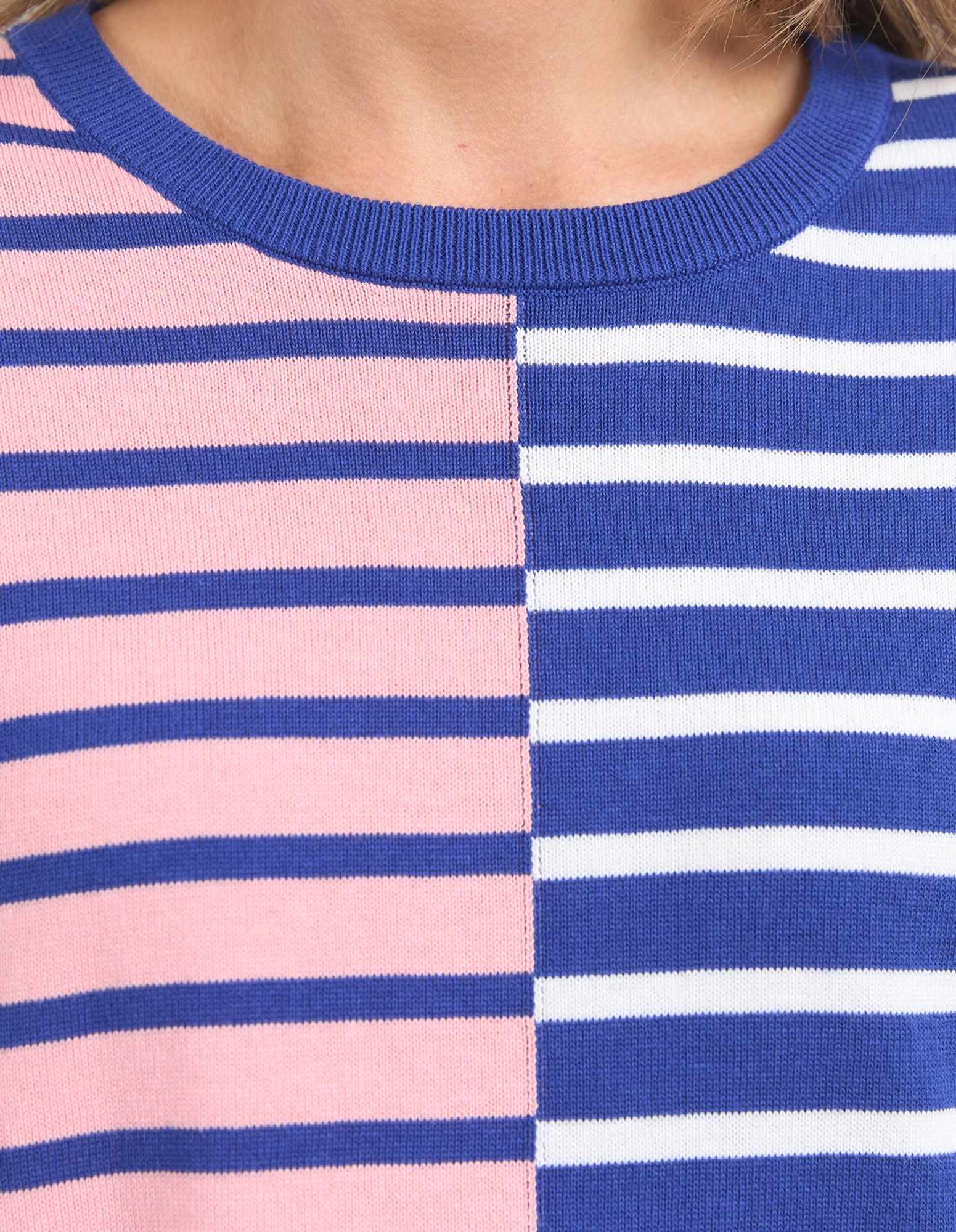 Elm Louise Spliced Knit Deep Blue/Pink Blush