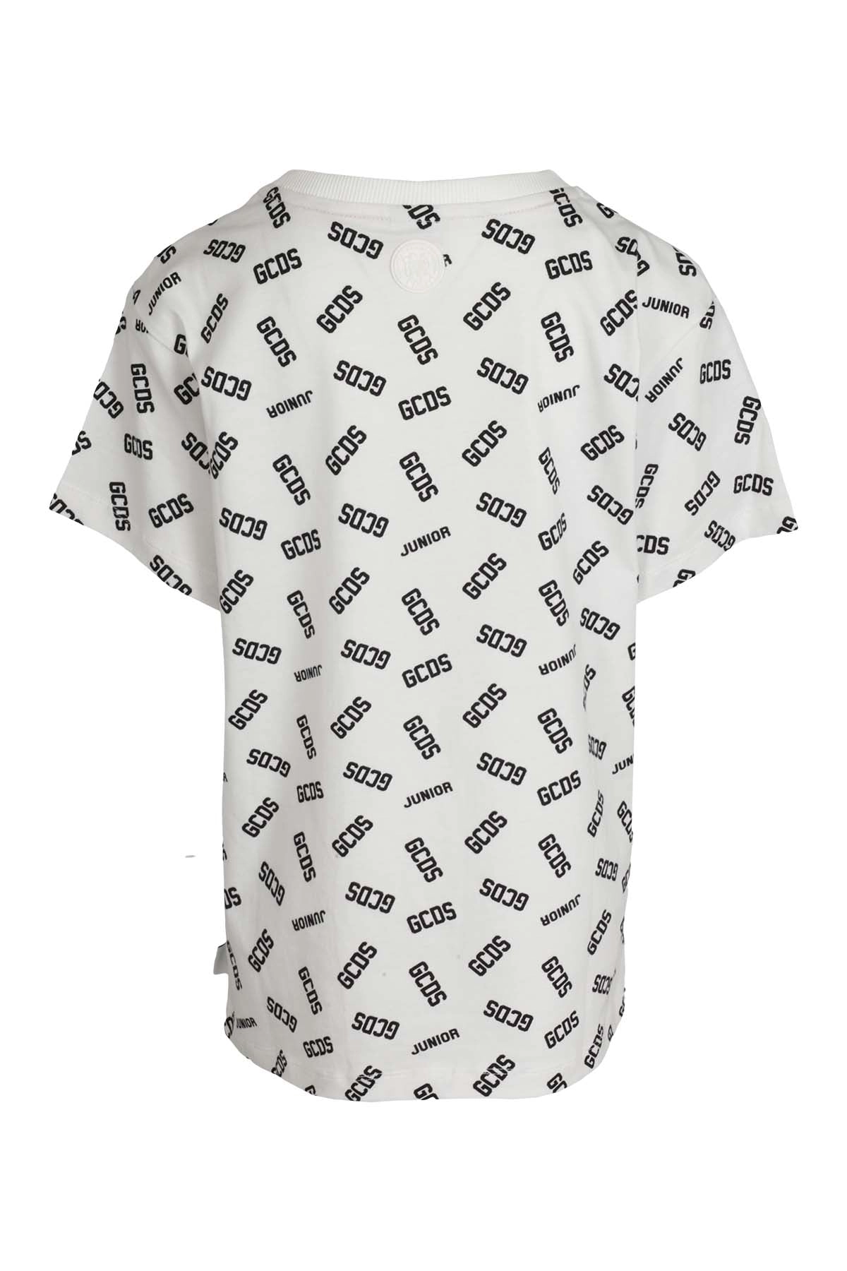 GCDS Kids Allover Logo Printed Crewneck T-Shirt