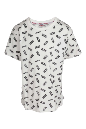GCDS Kids Allover Logo Printed Crewneck T-Shirt
