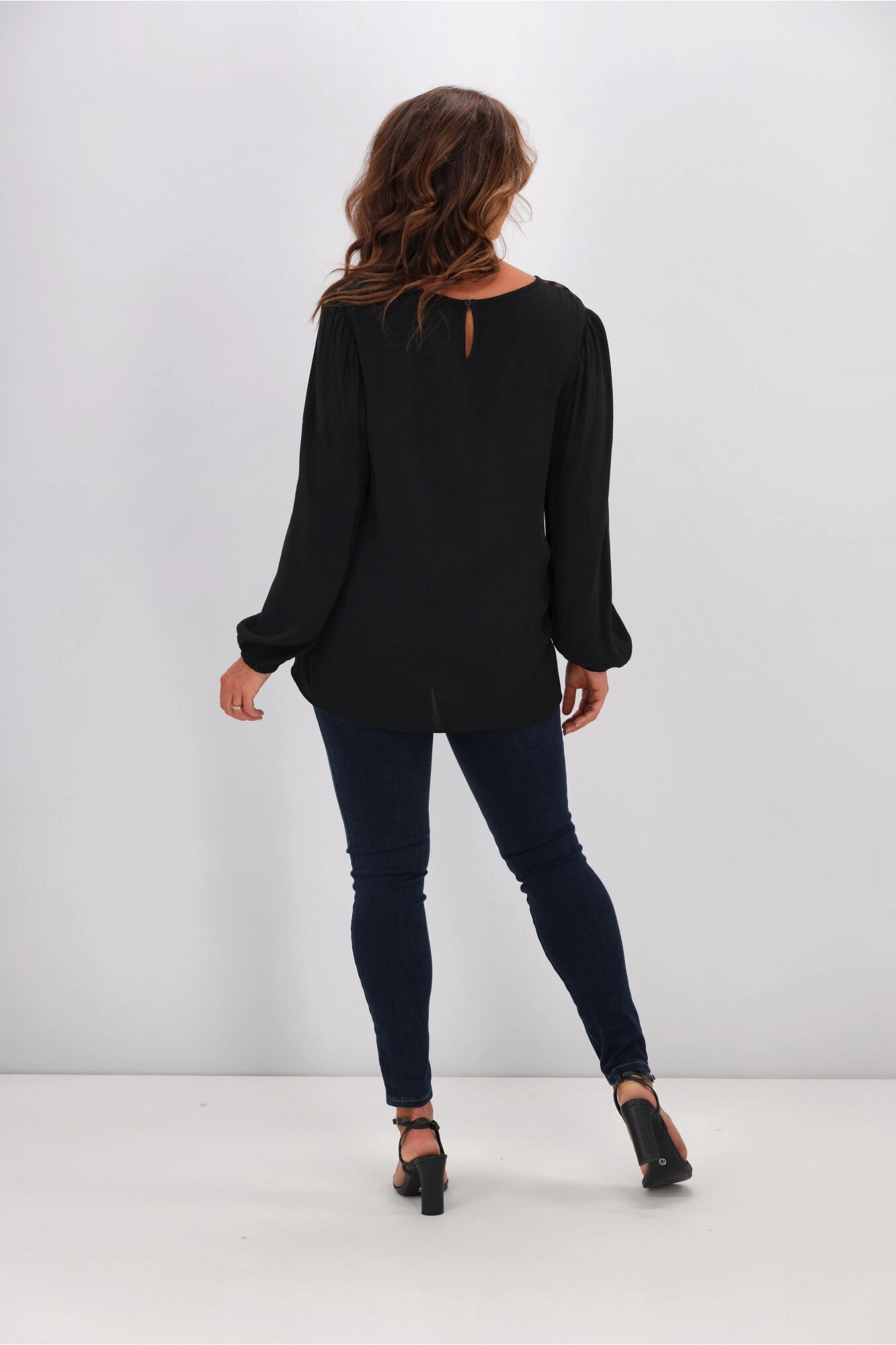 Gloss by Shine On Frankie Zig Zag Mesh Blouse Black