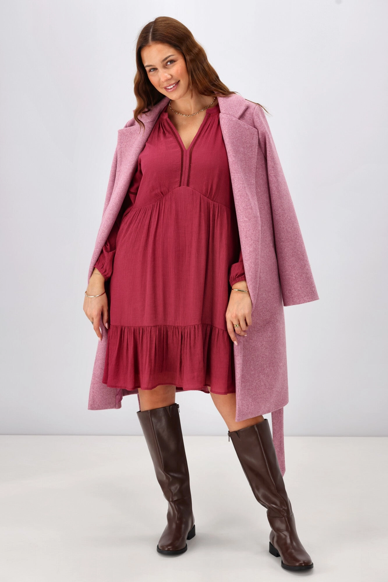 Gloss The Label Anais Empire Line Dress Merlot