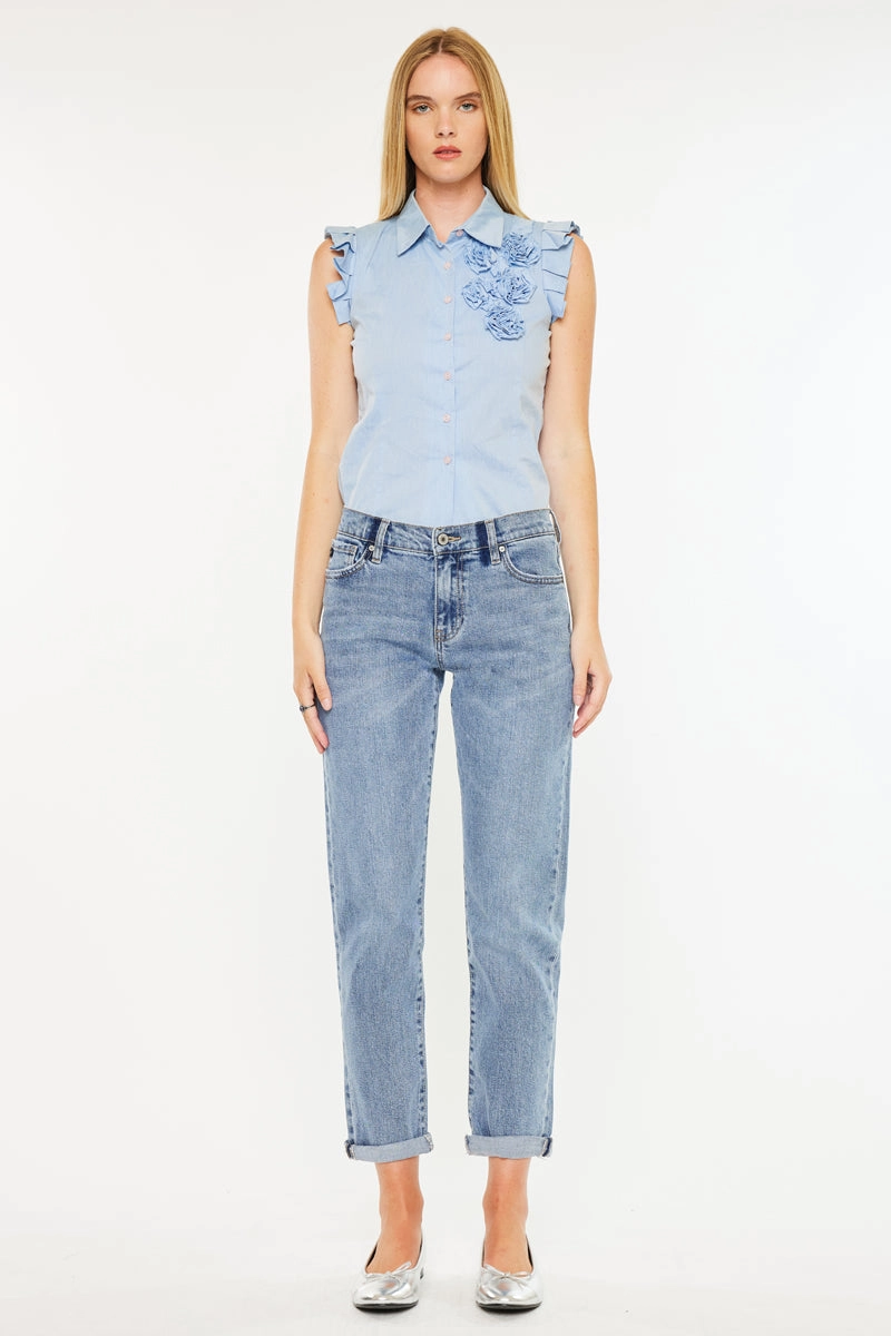 Lindsey Mid Rise Slim Boyfriend Jeans