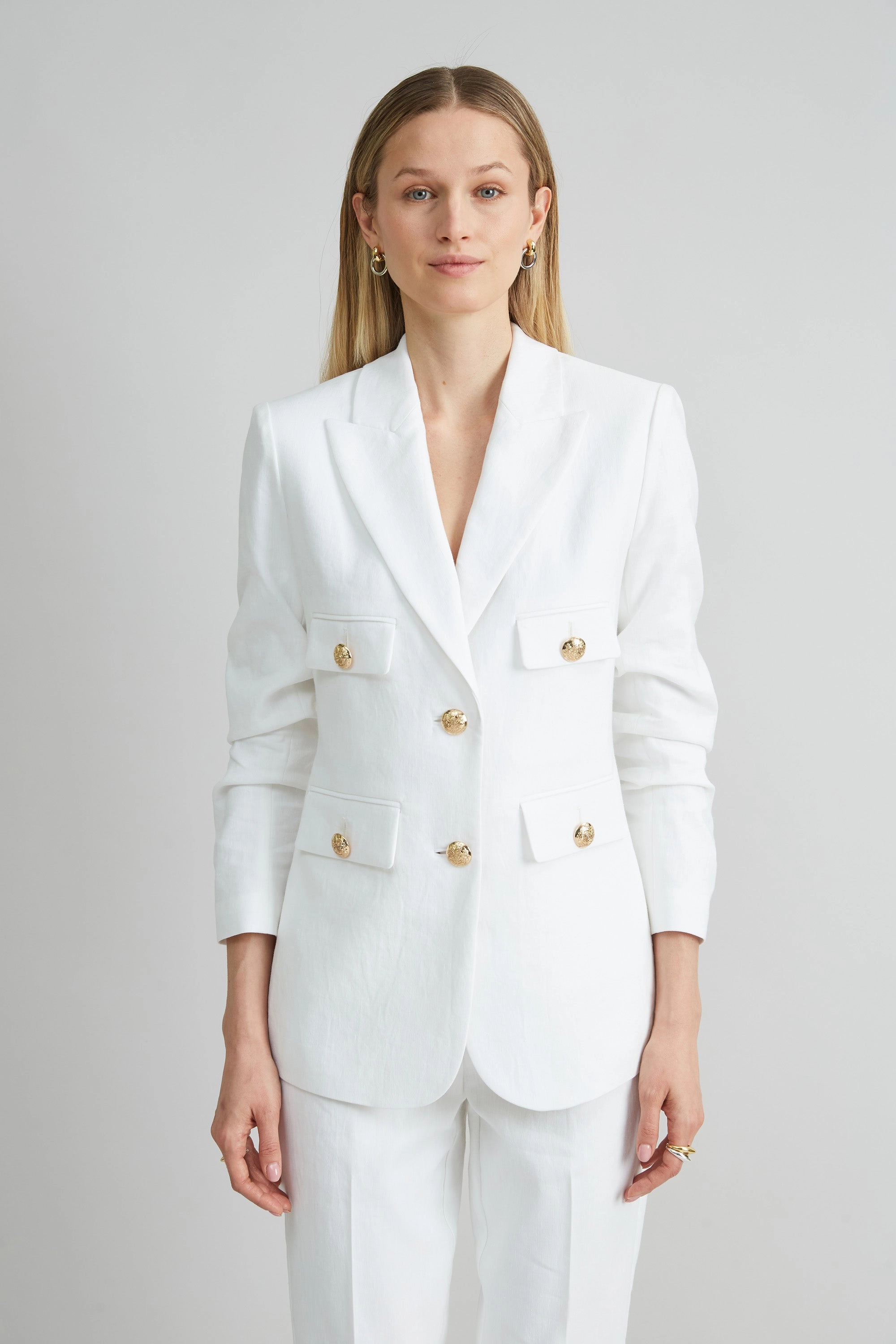 Linen Crest Button Blazer