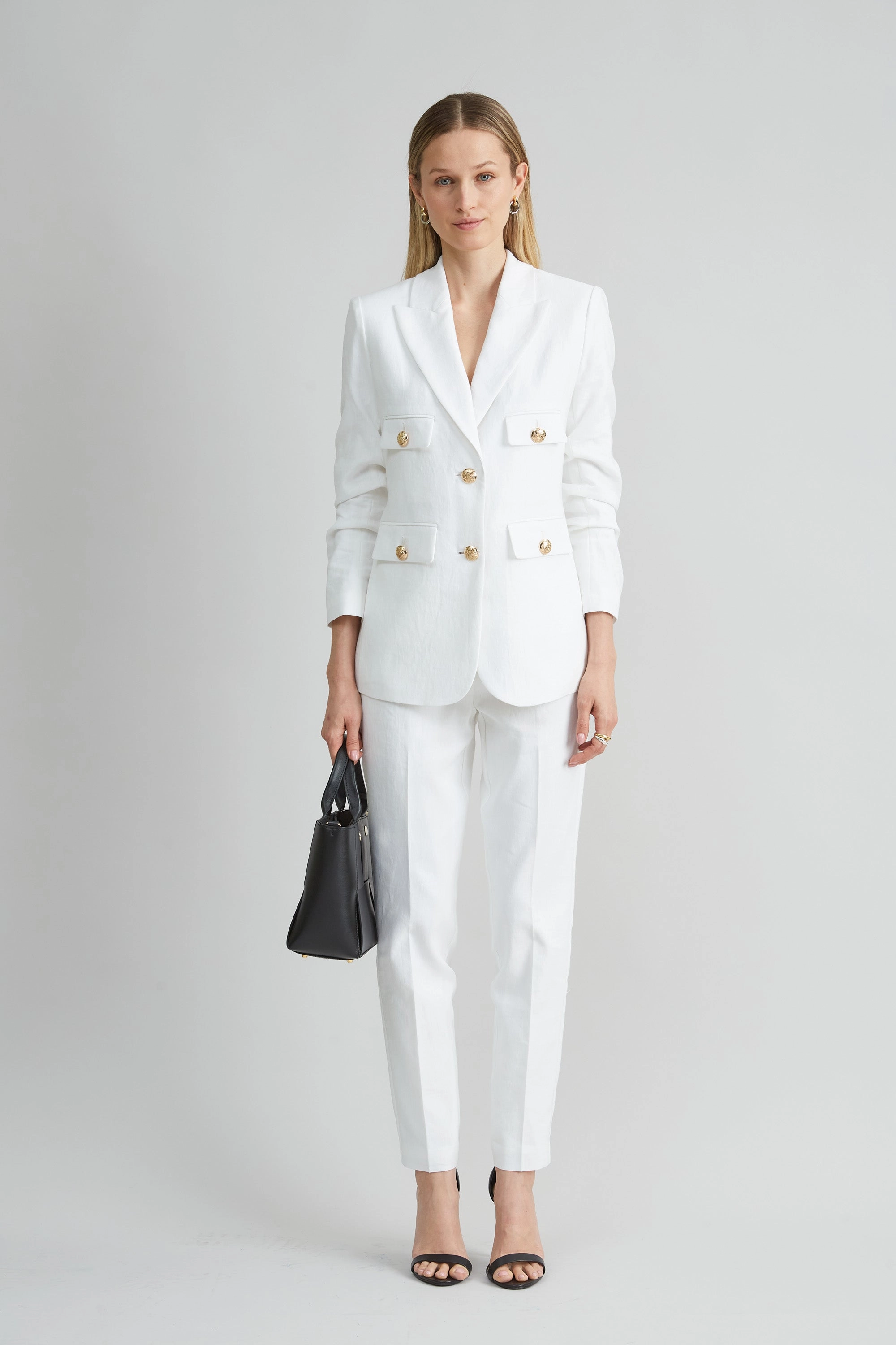 Linen Crest Button Blazer