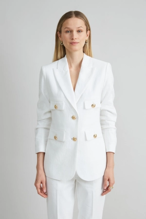 Linen Crest Button Blazer