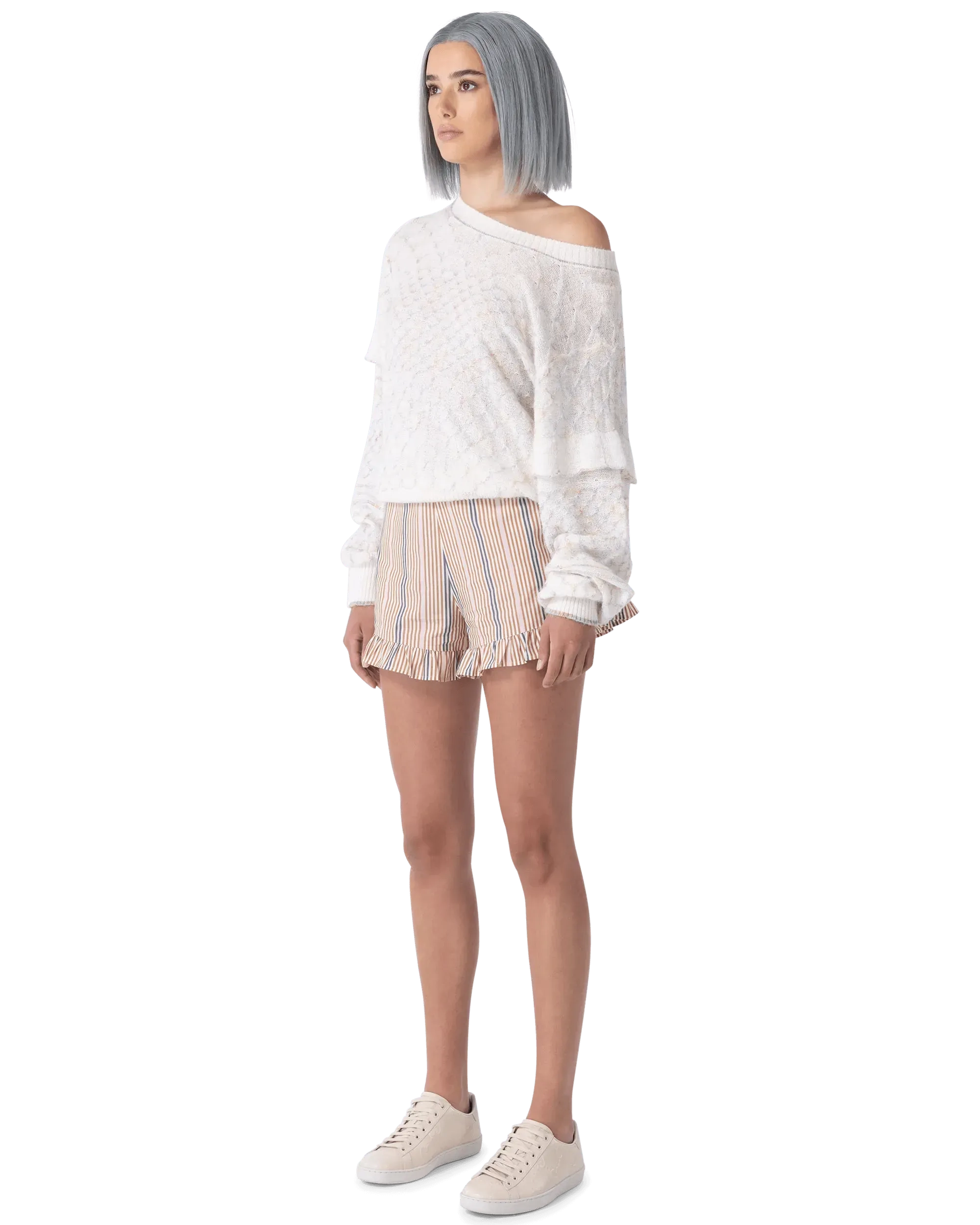 Linen Multicolor Metallic Crewneck Sweater