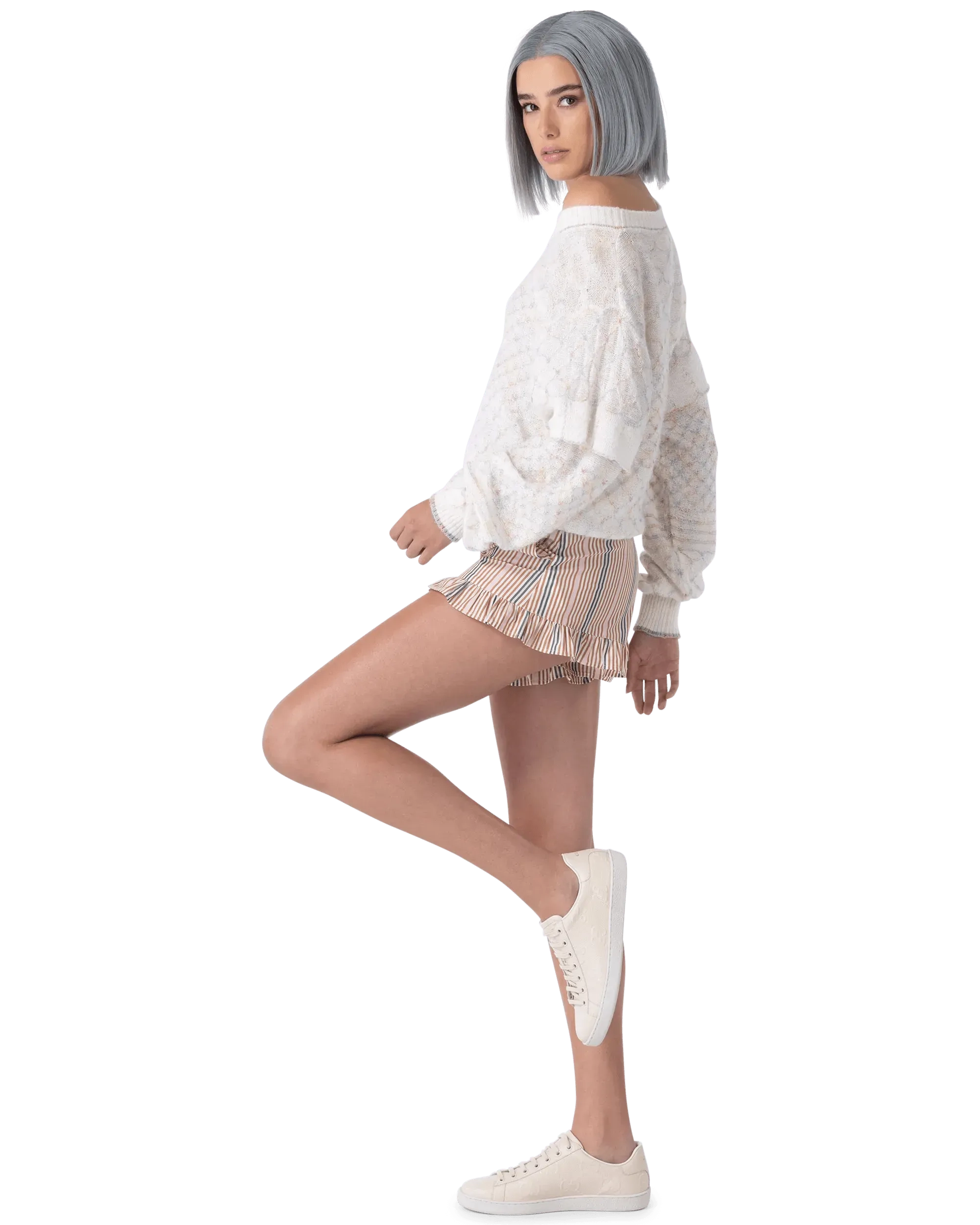 Linen Multicolor Metallic Crewneck Sweater