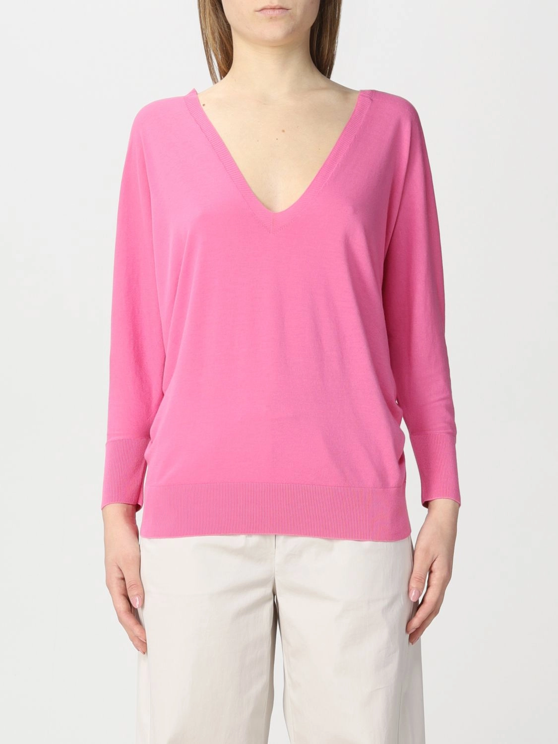 Malo Deep V-Neck Straight Hem Jumper