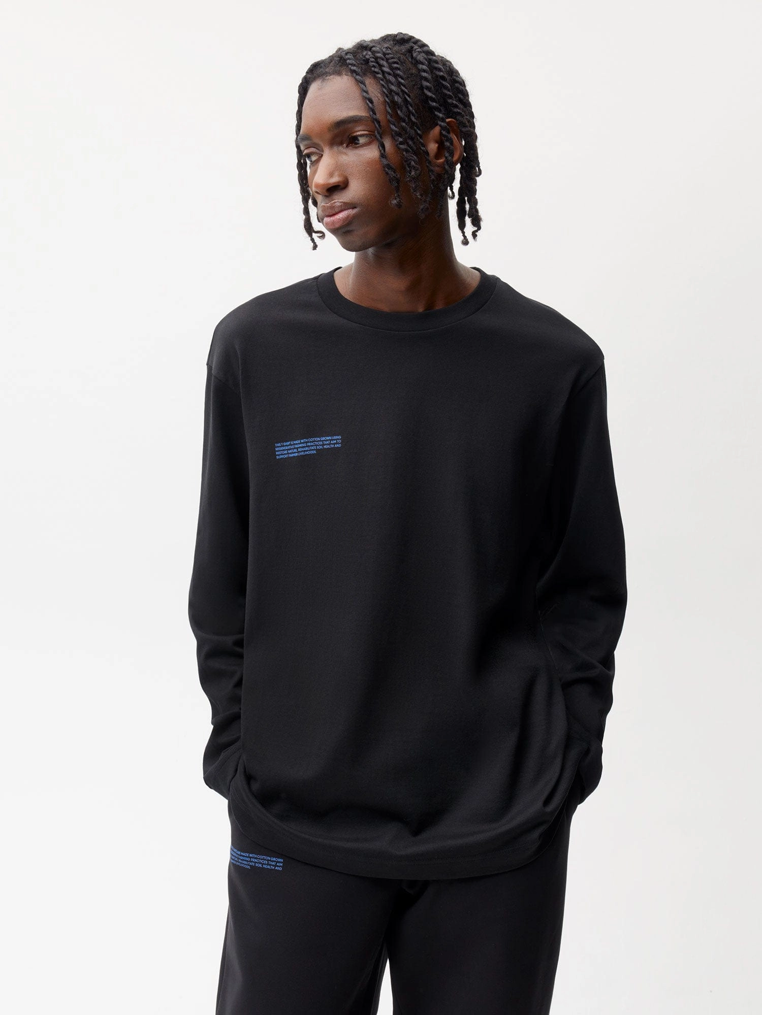 Mens In Conversion Cotton Long Sleeve T-shirt—black