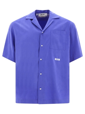 MSGM Logo Embroidered Short Sleeved Shirt